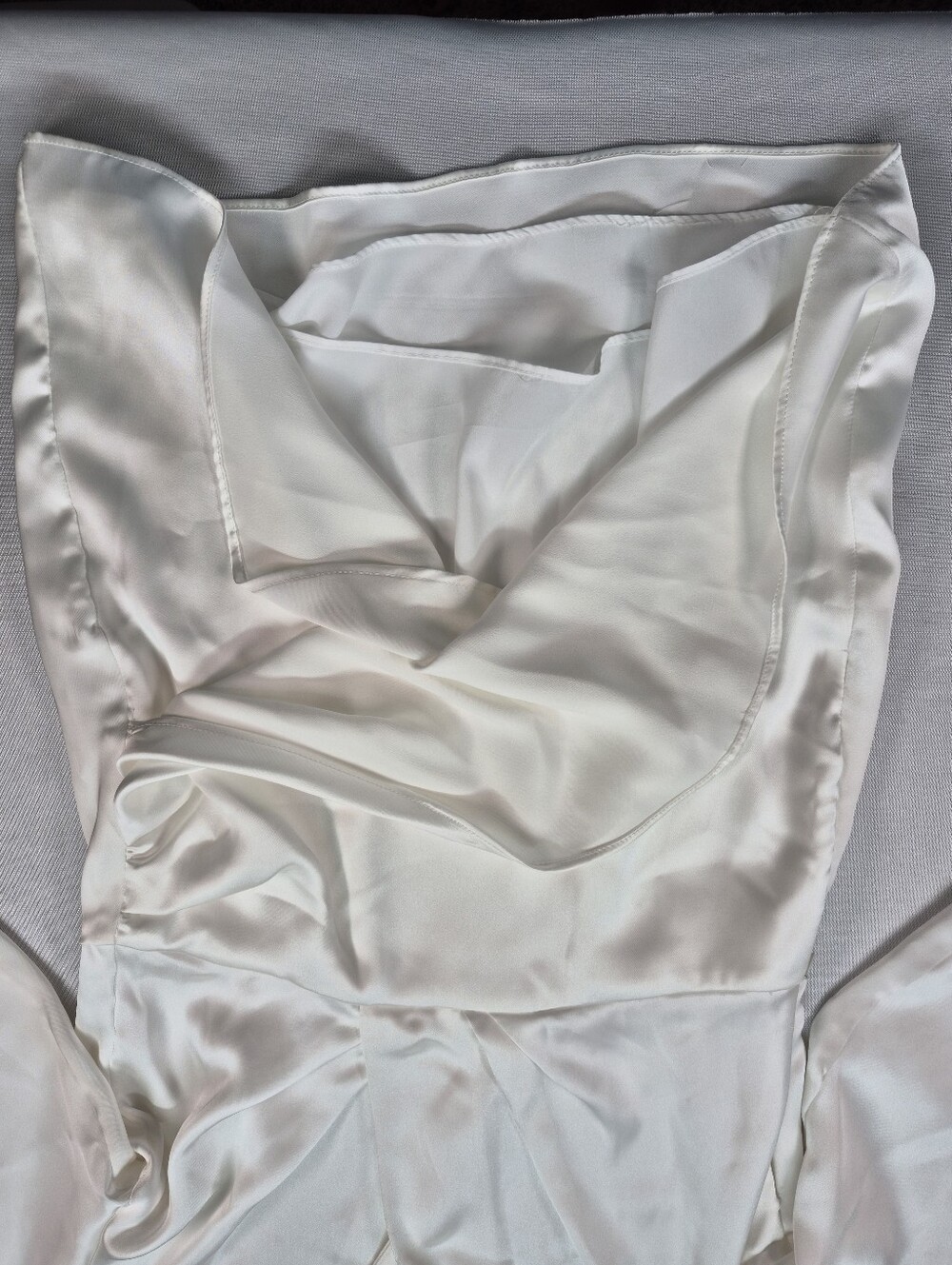Zara Women's L White Silk Effect Draped Long Sleeve Shirt Dress 4437/098 NWT - Picture 6 of 16